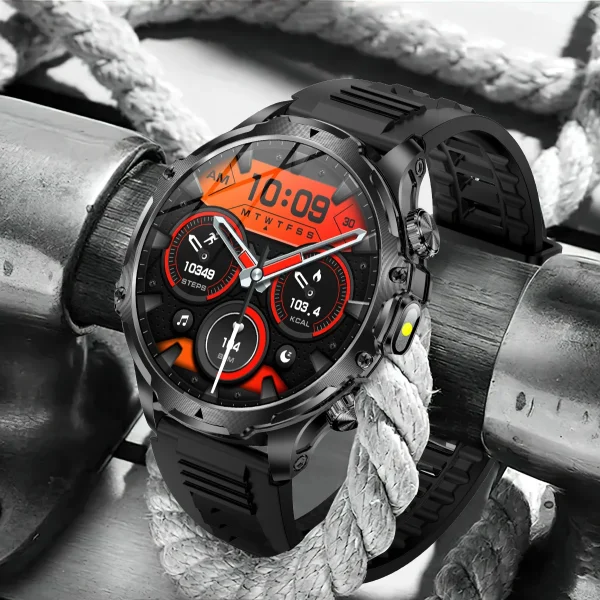 AK75 Smart Watch Flashlight  Men Outdoors Sports Fitness Tracker 700mah Large Battery BT Calling LED Light Smartwatch - Image 2