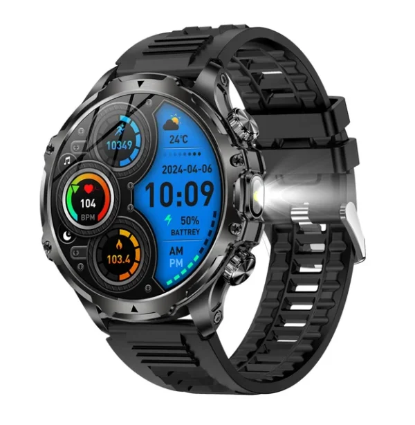 AK75 Smart Watch Flashlight  Men Outdoors Sports Fitness Tracker 700mah Large Battery BT Calling LED Light Smartwatch - Image 8