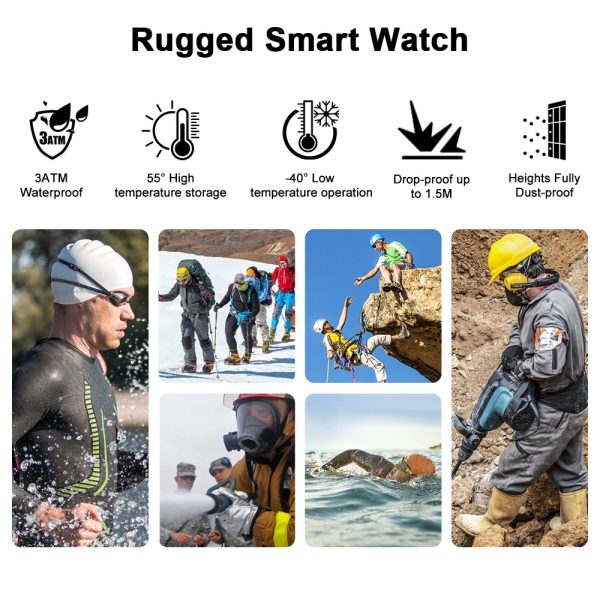Smart Watch ROCK Rugged Watch For Men Outdoor Sports Waterproof Fitness Tracker Blood Pressure Monitor smartwatch - Image 2