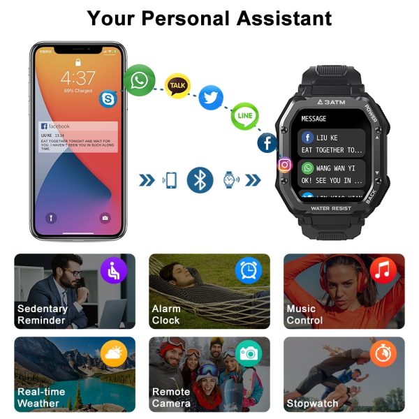 Smart Watch ROCK Rugged Watch For Men Outdoor Sports Waterproof Fitness Tracker Blood Pressure Monitor smartwatch - Image 5